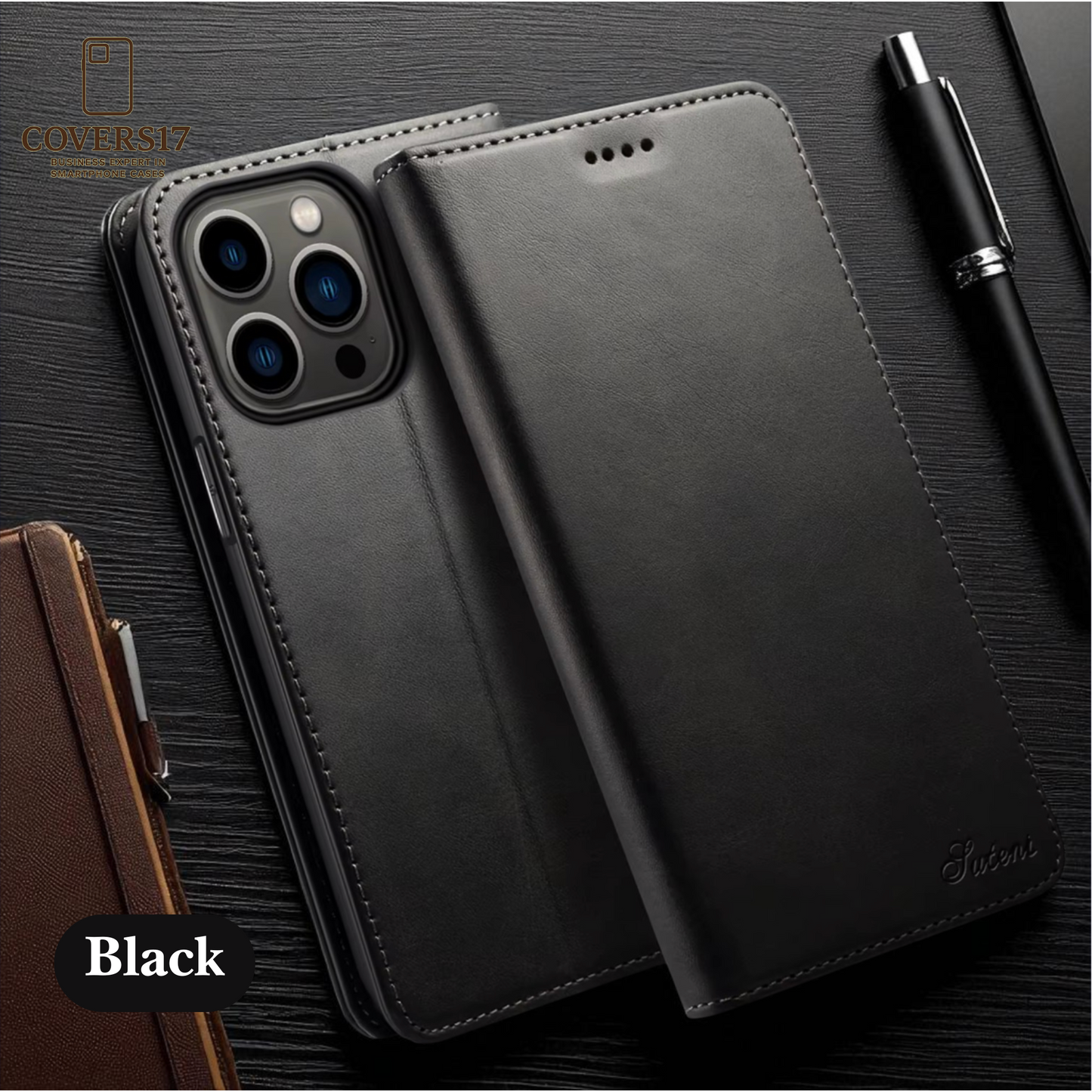 Luxury Leather Wallet Phone Case for Iphone 17