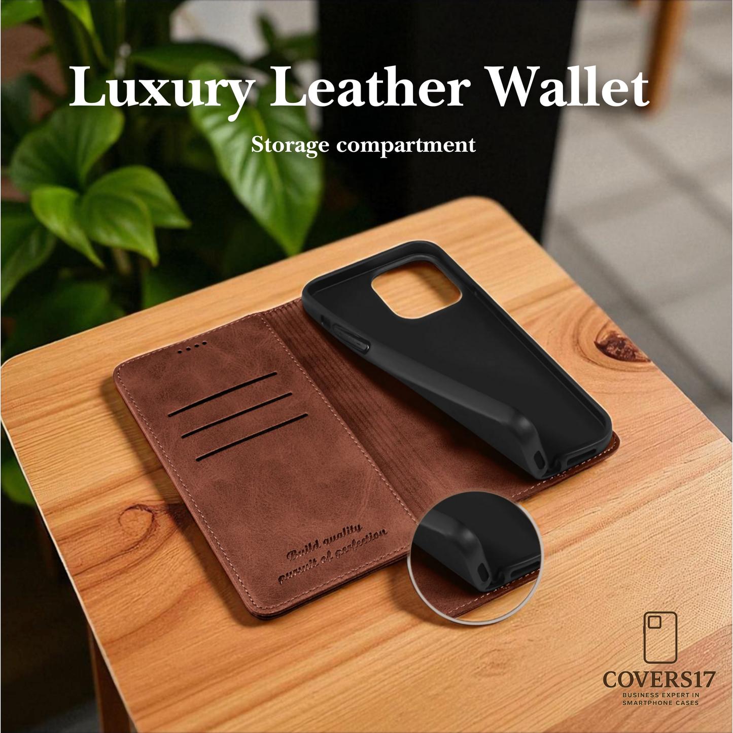 Luxury Leather Wallet Phone Case for Iphone 17