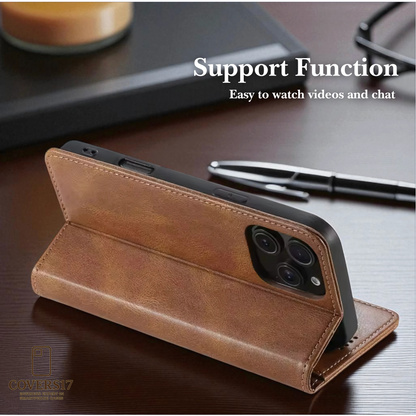 Luxury Leather Wallet Phone Case for Iphone 17