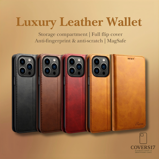 Luxury Leather Wallet Case for Iphone 17, Iphone 16
