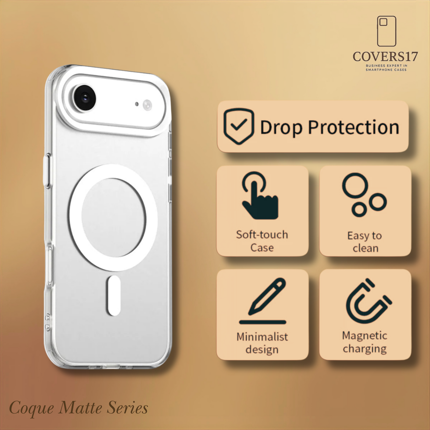 Matte Clear Case for Iphone 17, Iphone 16, Iphone 15