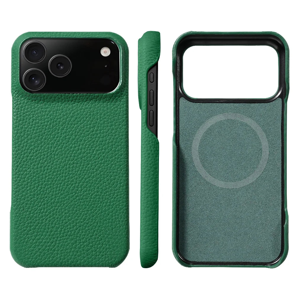 Luxury Natural Cowhide Leather Magnetic Case
