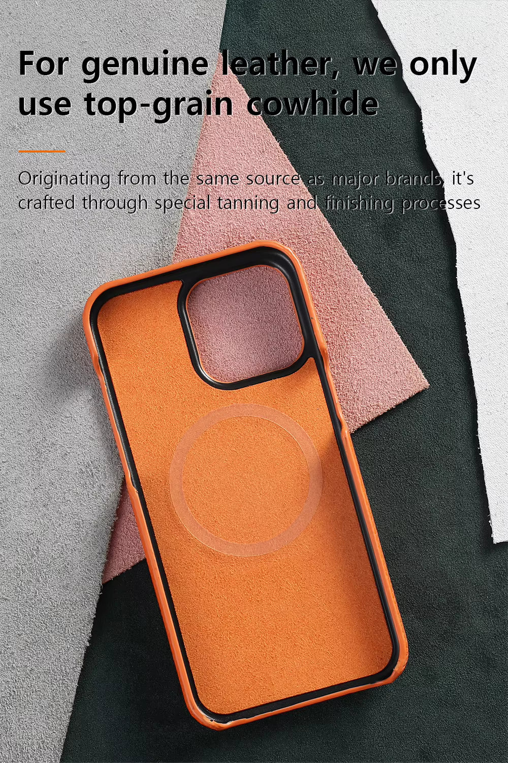 Luxury Natural Cowhide Leather Magnetic Case