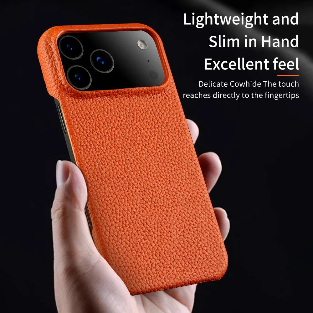 Luxury Natural Cowhide Leather Magnetic Case