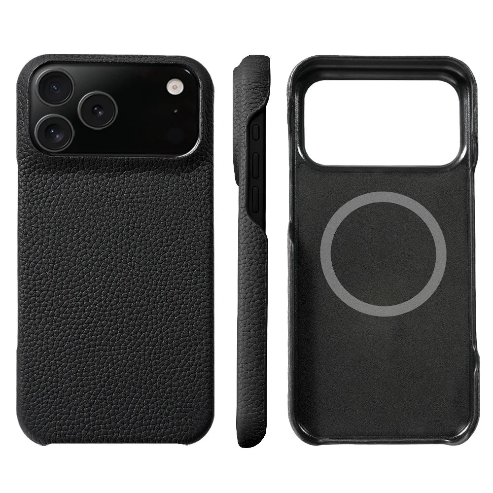 Luxury Natural Cowhide Leather Magnetic Case