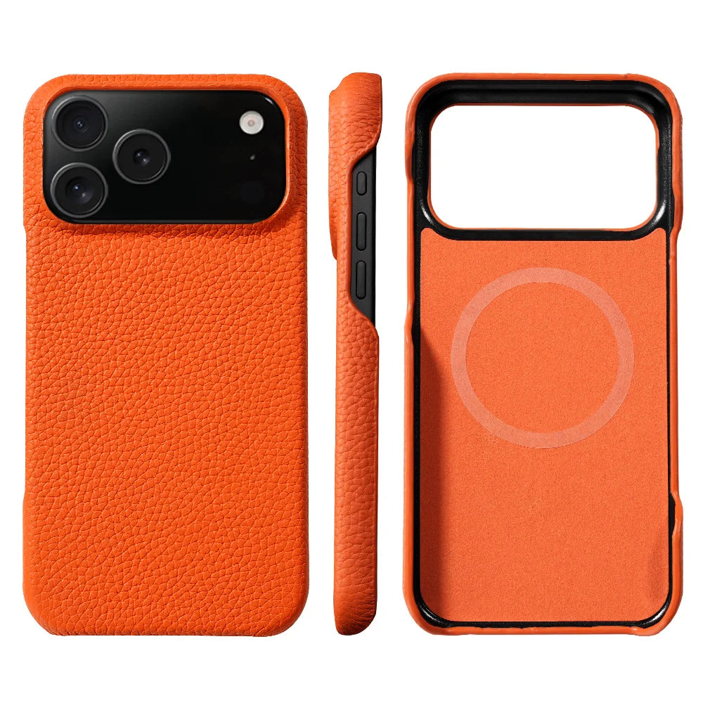 Luxury Natural Cowhide Leather Magnetic Case