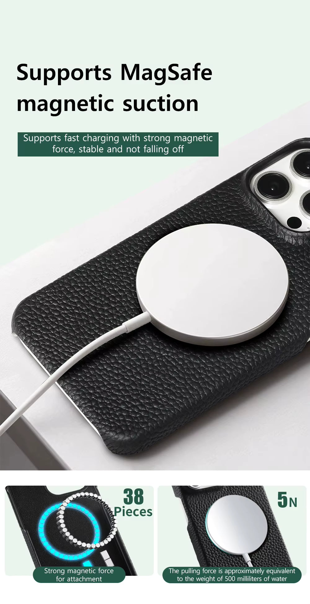 Luxury Natural Cowhide Leather Magnetic Case