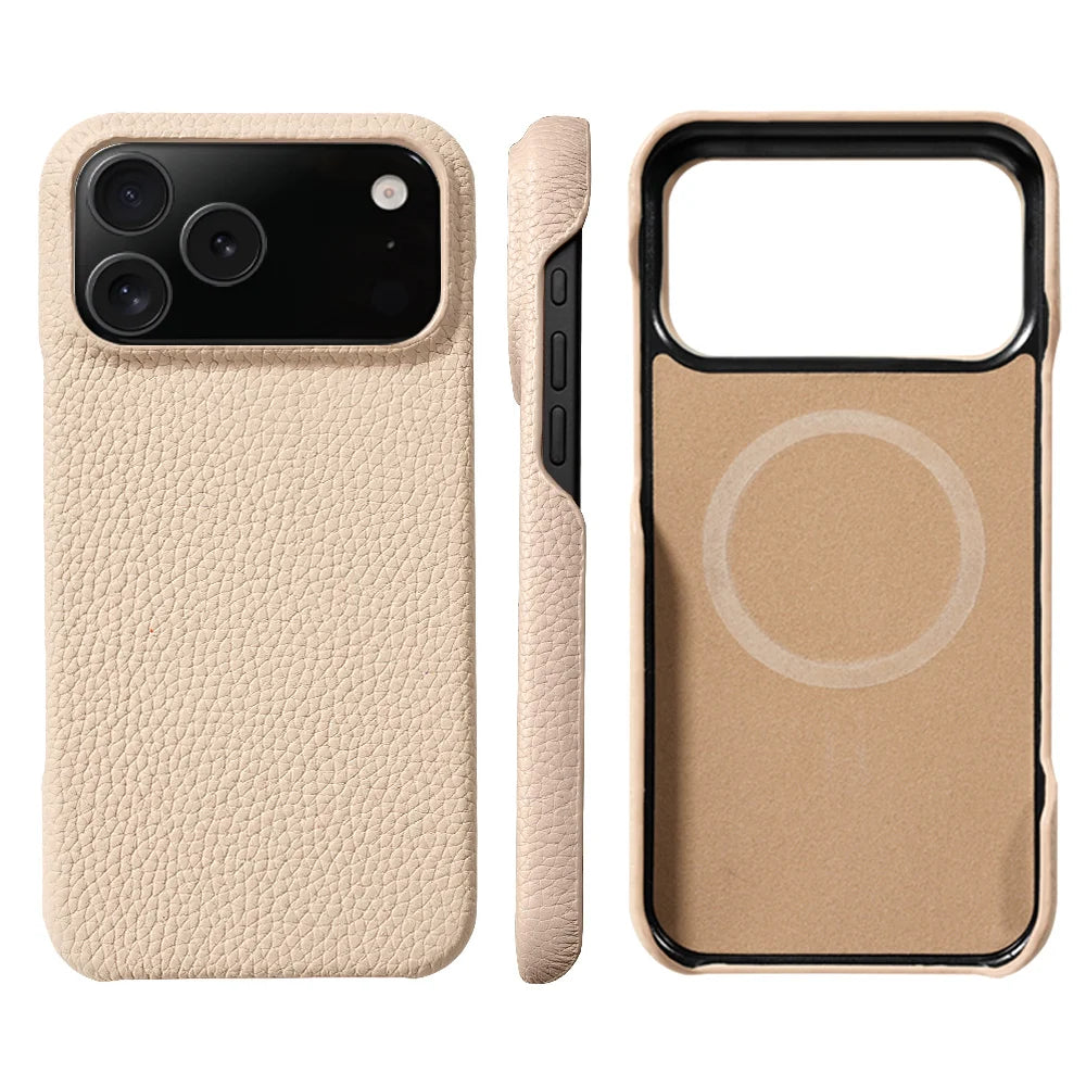 Luxury Natural Cowhide Leather Magnetic Case